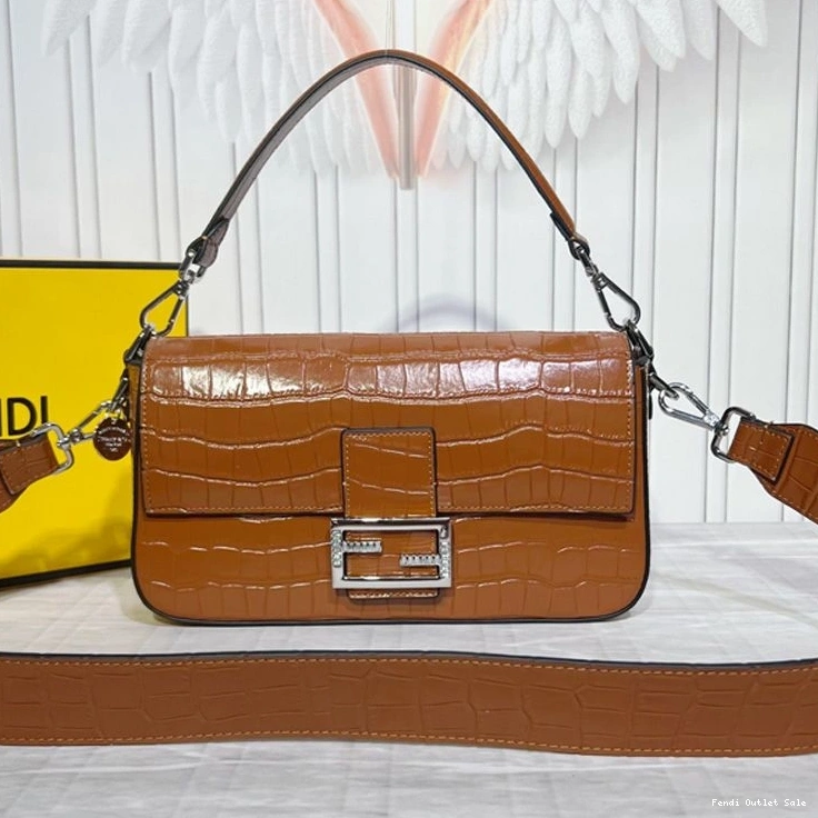 Baguette Fendi Crocodile Tiffany Brown Medium In Bag Leather 0714